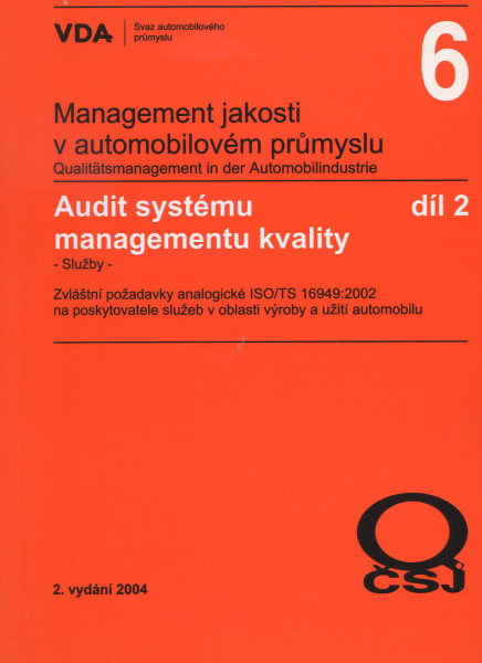 Management jakosti v automobilovém průmyslu VDA 6.2