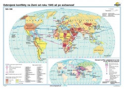 Ozbrojené konflikty na Zemi od roku 1945 až po súčasnosť (140x100 cm), nástenná, fóliovaná, lištovaná