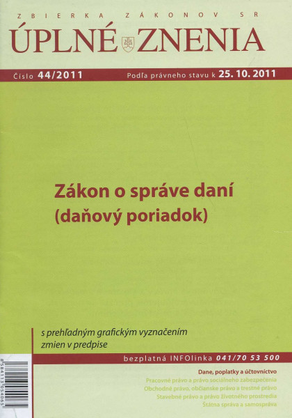 UZZ 44/2011 Zákon o správe daní