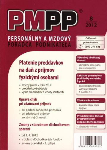 PMPP 8/2012 Platenie preddavkov na daň z príjmov fyzickými osobami