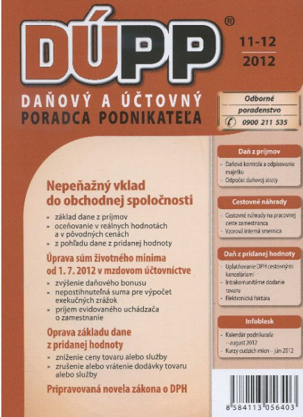 DUPP 11-12/2012 Nepeňažný vklad do obchodnej spoločnosti