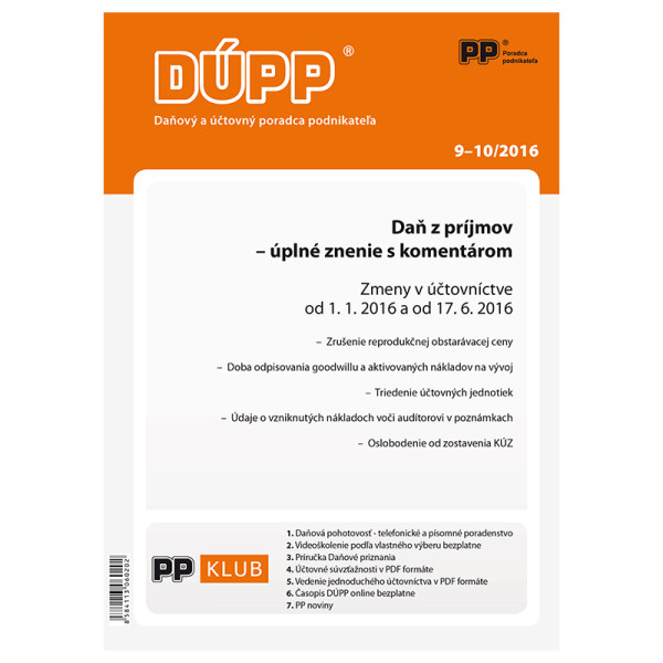 DUPP 9-10/2016 Daň z príjmov DUPP 9-10/2016 Daň z príjmov