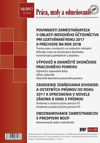 Práca, mzdy a odmeňovanie 10-2017 Práca, mzdy a odmeňovanie 10-2017