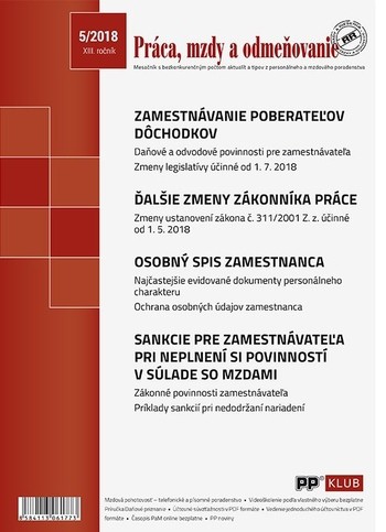 Práca, mzdy a odmeňovanie 5-2018 Práca, mzdy a odmeňovanie 5-2018