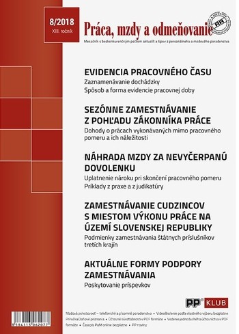 Práca, mzdy a odmeňovanie 8-2018 Práca, mzdy a odmeňovanie 8-2018
