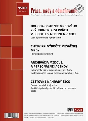 Práca, mzdy a odmeňovanie 9-2018 Práca, mzdy a odmeňovanie 9-2018