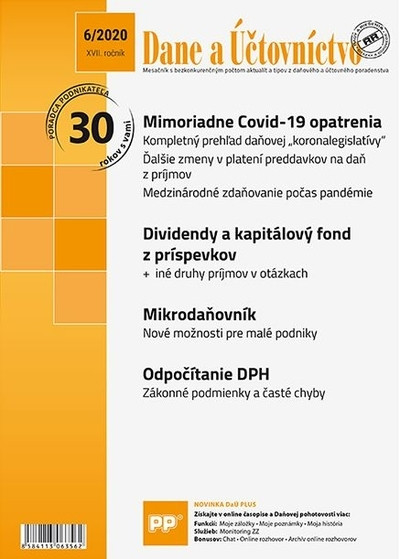 Dane a účtovníctvo 6/2020 Dane a účtovníctvo 6/2020