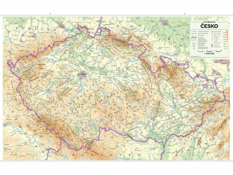 Česko - nástěnná automapa 1:360 000 s plastovými lištami