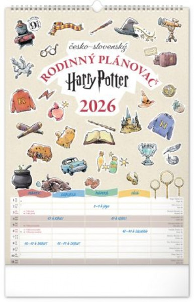 NOTIQUE Nástenný kalendár Rodinný plánovací Harry Potter 2026, 33 x 46 cm NOTIQUE Nástenný kalendár Rodinný plánovací Harry Potter 2026, 33 x 46 cm
