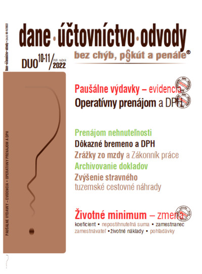 DUO 10-11-2022 - Dane, účtovníctvo, odvody bez chýb, pokút a penále DUO 10-11-2022 - Dane, účtovníctvo, odvody bez chýb, pokút a penále