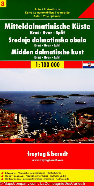 Střední Dalmácie Brač Hvar Split 1: 100 000