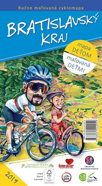 Bratislavský kraj - ručne maľovaná cyklomapa 2019