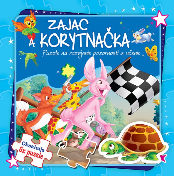 Zajac a korytnačka -6x Puzzle na rozvíjanie pozornosti a učenie