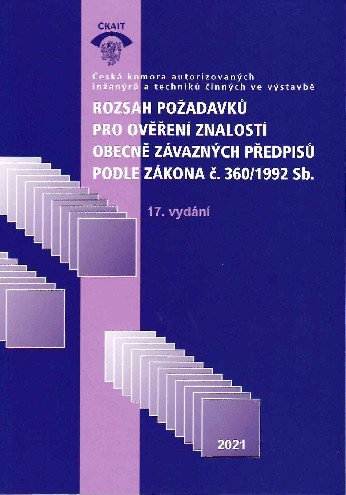 Rozsah požadavků pro ověření znalostí obecně závazných předpisů podle zákona č. 360/1992 Sb. (17. vy