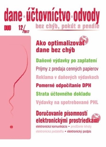 Dane, účtovníctvo, odvody 12-2017 Dane, účtovníctvo, odvody 12-2017