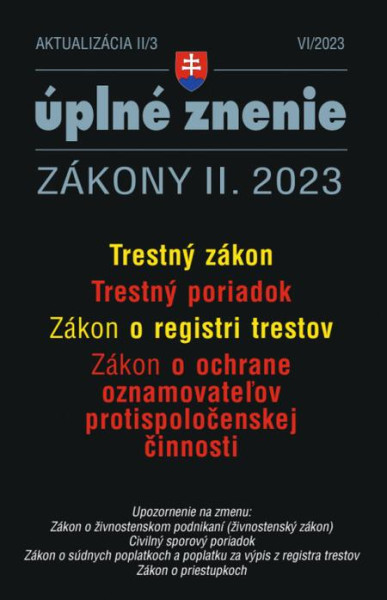 Aktualizácia II/3 - Trestný zákon a Trestný poriadok