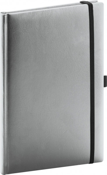 Notes Balacron 2025, strieborný, linajkovaný, 15 x 21 cm Notes Balacron 2025, strieborný, linajkovaný, 15 x 21 cm